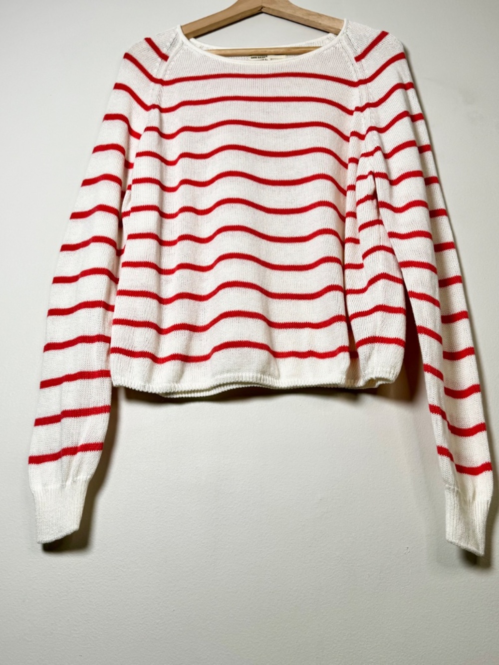 Merz B Schwanen Good Basics Stripped Cotton Cashmere Raglan Pullover Sz M